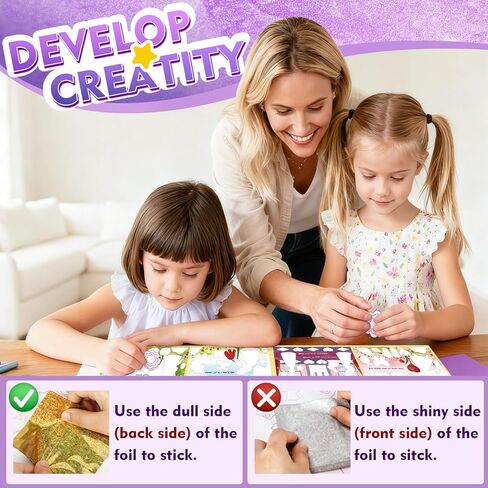 SOOVSY Foil Art & Craft Fun Kit for Kids, Princess Foil Story Book with 77 Magnets & 100 Color Sheet, Christmas Fun Supplies, DIY Creative Activity, Travel Toys, Gifts Set for Ages 4, 5, 6, 7, 8, 9 in Kuwait