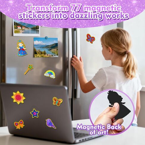 SOOVSY Foil Art & Craft Fun Kit for Kids, Princess Foil Story Book with 77 Magnets & 100 Color Sheet, Christmas Fun Supplies, DIY Creative Activity, Travel Toys, Gifts Set for Ages 4, 5, 6, 7, 8, 9 in Kuwait