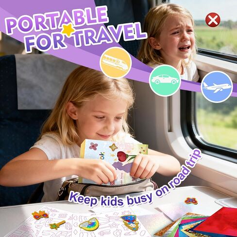 SOOVSY Foil Art & Craft Fun Kit for Kids, Princess Foil Story Book with 77 Magnets & 100 Color Sheet, Christmas Fun Supplies, DIY Creative Activity, Travel Toys, Gifts Set for Ages 4, 5, 6, 7, 8, 9 in Kuwait