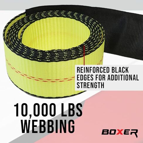 Boxer 4-Pack Car Tie Down with Snap Hook - Lasso Style – 2 inch x 10 Feet – Yellow Strap with Black Trim - Car Trailer Tie Down in Kuwait
