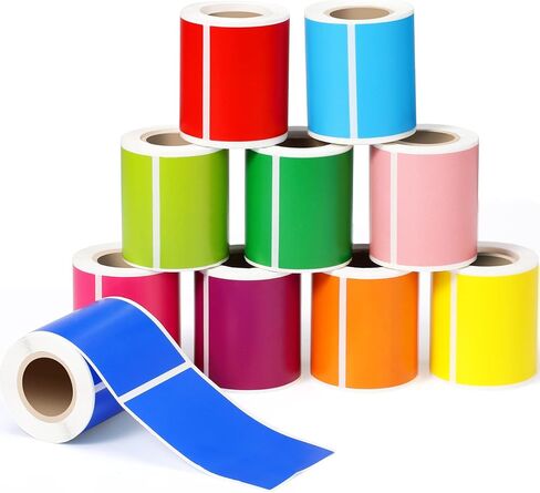 Chuangdi 10 Rolls Stickers Labels for Labeling Rectangular Color Coding Labels Stickers Adhesive Label Solid Colors Tags for Inventory Organization File (3 x 5 Inch) in Kuwait