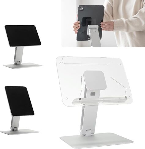 MITER 2-in-1 Magnetic Book & Tablet Stand – Detachable Acrylic Holder for Paper Books, Magnetic Mount for iPhone, iPad, Galaxy, Kindle, Boox, e-Reader Adjustable Innovative-Stand in Kuwait