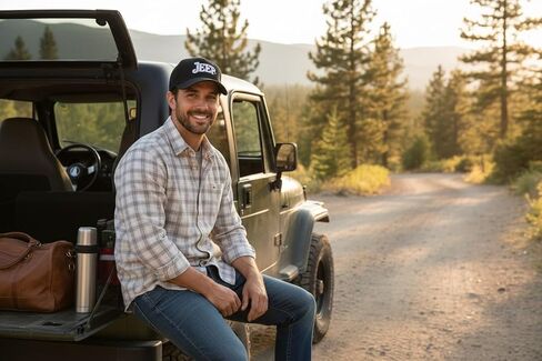 قبعة Jeep Vintage Script بشعار تشينو ثقيل من نسيج التويل مع إبزيم إغلاق قابل للتعديل in Kuwait