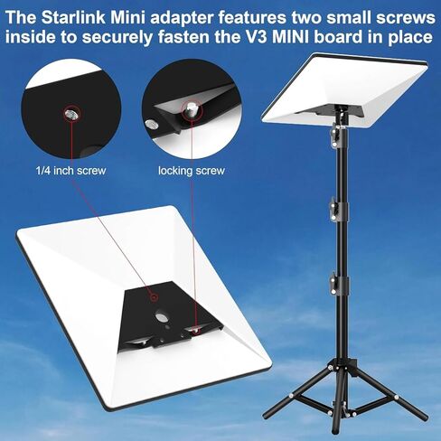 Starlink Mini Tripod Mount, Starlink Adapter with 1/4'' Screw Easy Mounting on Starlink Tripod Stand, Adjustable Height and Tile Angle, Portable Starlink Mounting Kit for Starlink Mini Standard Dish in Kuwait