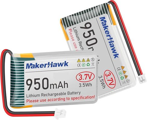 Makerhawk 3.7v 950mAh Lipo بطارية Lipo قابلة للشحن 1S 3C بطارية البوليمر الليثيوم مع شريط حماية شريط المطاط المعزول ، Micro JST 1.25 قابس لأردوينو ESP32 لوحة تطوير (4 حزمة) in Kuwait