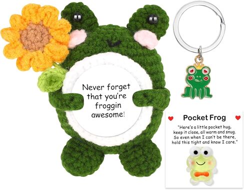 Emotional Support Crochet Duck, Handmade Positive Doll with Card and Keychain, Encouragement Gift for Women, Men, Friends, Co Workers, Birthday Graduation Teacher, Cute Desk Decor for Home Office in Kuwait