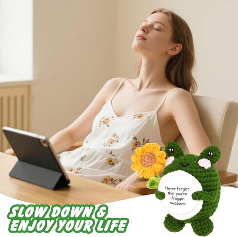 Emotional Support Crochet Duck, Handmade Positive Doll with Card and Keychain, Encouragement Gift for Women, Men, Friends, Co Workers, Birthday Graduation Teacher, Cute Desk Decor for Home Office in Kuwait