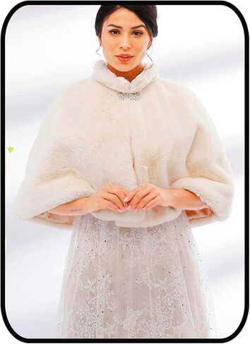 Women's Faux Fur Shawl and Wrap Bridal Wedding Stole Shrug Winter Fur Scarf Wrap for Brides and Bridesmaids in Kuwait