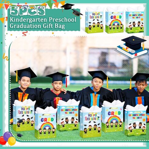 Chunful 15 PCS حقيبة هدايا التخرج من مرحلة ما قبل المدرسة مع مقبض وورق الأنسجة 11.5 × 5 × 9 بوصات حقيبة هدايا رياض الأطفال لمستلزمات التخرج قبل K in Kuwait
