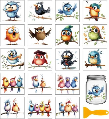 GLOBLELAND 18Pcs Flowers and Bird Transfer Stickers 3.9x3.6inch Hummingbird Branch Decals Stickers Wreath Rub on Transfer for Mason Jars Furniture Vase Glass Decorations Art Crafts in Saudi Arabia