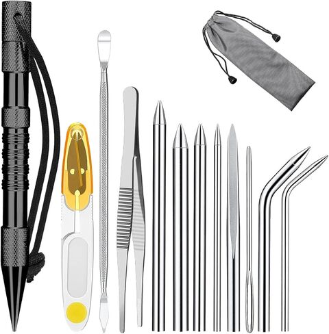 Monobin 12 PCS Paracord Fid Tools Paracord مع Marlinspike Marlinspike من الفولاذ المقاوم للصدأ ، إبر غرز الباراكورد لنسج الجلد in Kuwait