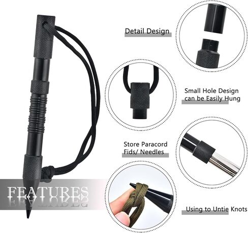 Monobin 12 PCS Paracord Fid Tools Paracord مع Marlinspike Marlinspike من الفولاذ المقاوم للصدأ ، إبر غرز الباراكورد لنسج الجلد in Kuwait