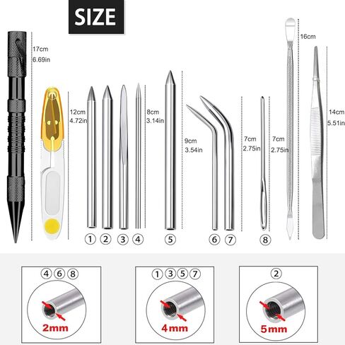 Monobin 12 PCS Paracord Fid Tools Paracord مع Marlinspike Marlinspike من الفولاذ المقاوم للصدأ ، إبر غرز الباراكورد لنسج الجلد in Kuwait
