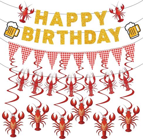 زخارف الحفلات التي تحمل عنوان Crawfish ، بريق ترحيب بيلات غليان بيل مع دوامات شنق in Kuwait