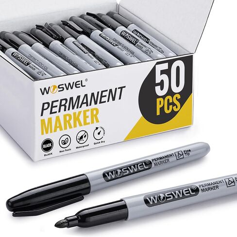 Permanent Markers Bulk, 20 Pack, Black Permanent Marker Pens, Fine Tip, Waterproof, Quick Drying, Smooth Writing, Used on Glass Metal Stone Paper Most Surfaces, Office School Supplies in Saudi Arabia