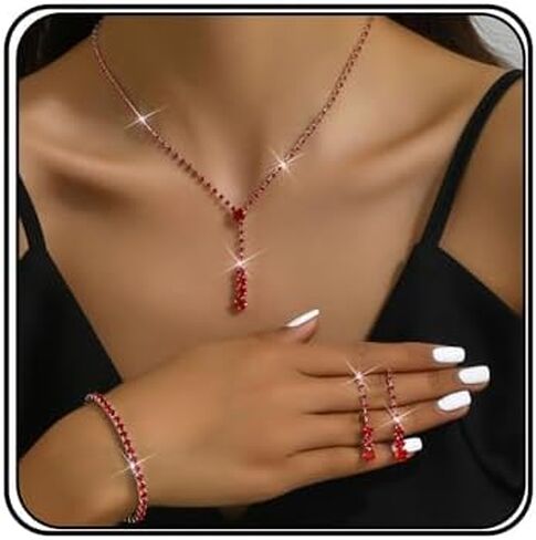 MIFYNN حجر الراين مجموعة الزفاف للنساء التألق كريستال أقراط قلادة سوار مجموعة مجوهرات الزفاف حفلة موسيقية مجموعة مجوهرات للعرائس وصيفه الشرف in Kuwait