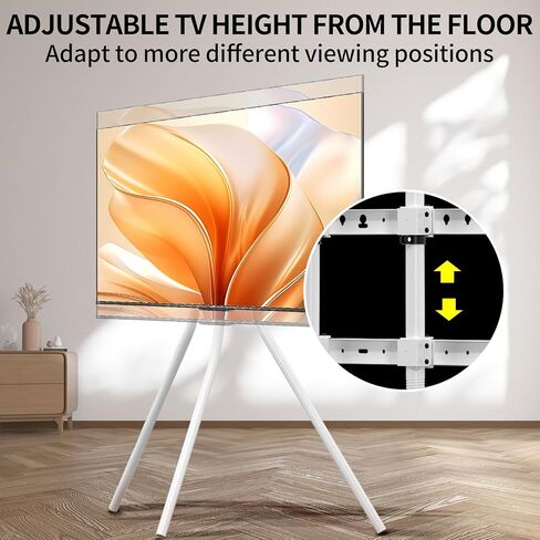 حامل تلفزيون الحامل مع قاعدة حامل ثلاثي القوائم للشاشات المسطحة مقاس 42-86 بوصة، حامل ثلاثي القوائم للتلفزيون قابل للتعديل الارتفاع لغرفة المعيشة مع روابط الكابلات، أقصى سعة تحميل 143.3 رطل YS613B in Kuwait
