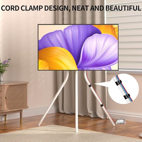 حامل تلفزيون الحامل مع قاعدة حامل ثلاثي القوائم للشاشات المسطحة مقاس 42-86 بوصة، حامل ثلاثي القوائم للتلفزيون قابل للتعديل الارتفاع لغرفة المعيشة مع روابط الكابلات، أقصى سعة تحميل 143.3 رطل YS613B in Kuwait