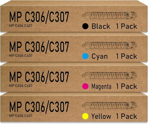 Remanufactured MP C306 Toner Cartridge Replacement for Ricoh MPC306 MPC307 MPC406 MPC407 for MP C306 MP C307 MP C406 MP C407 Printer (1BK/1C/1Y/1M), X, Yellow, Cyan, Black, Magenta in Kuwait