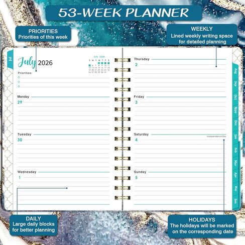 2024-2025 Planner-2024-2025 مخطط شهري أسبوعي من يوليو 2024 إلى يونيو 2025 ، المخطط الأكاديمي 2024-2025 مع ورق سميك ، جيب ، علامات التبويب ، 6.4 '× 8.5' '' in Saudi Arabia