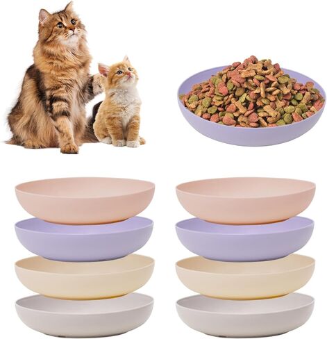 [8 Pack] Cat Dishes Whisker Friendly, Shallow Wide Pet Food and Water Bowl, Durable Wheat Straw Cat Bowls for Indoor Outdoor Cats in Kuwait