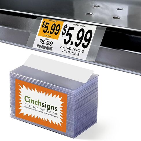 Clear Plastic Label Holder for Shelf Tags - For Metal, Wire & Price Channel Shelves - Clipsin Tight to Secure Retail Price on Shelving - Reusable Covers that Snap in Place 2.25" L x 1.25" H, 10 (2000) in Kuwait