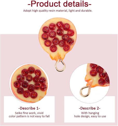 Exceart 4pcs Fruit Pertants Charms 3d Pomegranate Charms Fruit Frous Spacer Beads Resin Resin in Kuwait