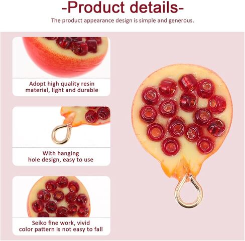 Exceart 4pcs Fruit Pertants Charms 3d Pomegranate Charms Fruit Frous Spacer Beads Resin Resin in Kuwait