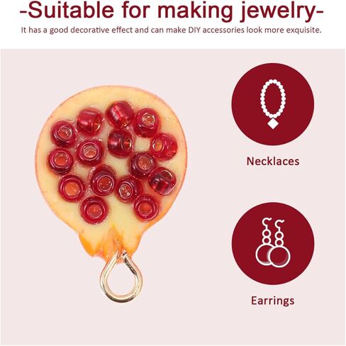 Exceart 4pcs Fruit Pertants Charms 3d Pomegranate Charms Fruit Frous Spacer Beads Resin Resin in Kuwait