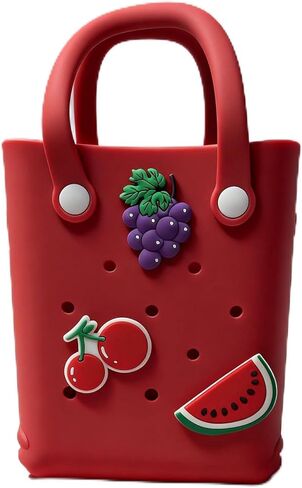 Small Rubber Beach Bag Simple Modern Waterproof Mini Eva Tote Pool Bag For Women With Holes(Orange) in Saudi Arabia