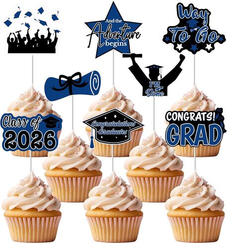 2025 Graduation Cupcake Toppers, 48 Pcs Class of 2025 Cupcake Toppers Congrats Grad Cupcake Picks for Dessert Food Pizza for Graduation Party Decorations (Maroon Black) in Kuwait