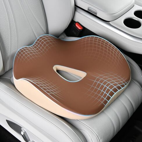 Coverado Seat Cushion and Lumbar Support Pillow for Car Office Chair, Ergonomic Memory Foam Desk Chair Cushion Back Support Pillow, Sciatica & Back & Tailbone Pain Relief Cushion-Black&Gray in Saudi Arabia