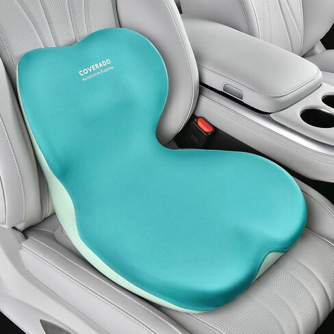 Coverado Seat Cushion and Lumbar Support Pillow for Car Office Chair, Ergonomic Memory Foam Desk Chair Cushion Back Support Pillow, Sciatica & Back & Tailbone Pain Relief Cushion-Black&Gray in Saudi Arabia