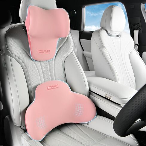Coverado Seat Cushion and Lumbar Support Pillow for Car Office Chair, Ergonomic Memory Foam Desk Chair Cushion Back Support Pillow, Sciatica & Back & Tailbone Pain Relief Cushion-Black&Gray in Saudi Arabia