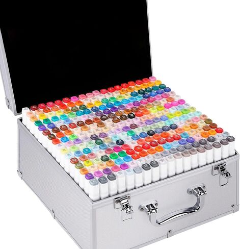 Alcohol Markers, 168 Colors Premium Alcohol Markers Set for Coloring, Drawing, Sketching, highlighting, Perfect for Adults and Kids in Kuwait