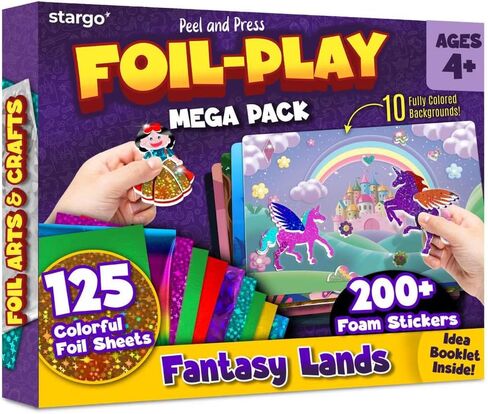 Foil Creative Art Kit for Kids, Fun Craft Set with Triple-Layer 3D Stickers & Foil Sheets – Creative Arts & Crafts for Birthday Party, Girls, Boys DIY Activity, Travel Toys, Gifts for Ages 4 5 6 7 8 9 in Kuwait