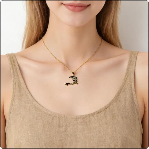 Fusamk Hip Hop Plated 18K Gold Haiti Map Tag Pendant Necklace in Kuwait