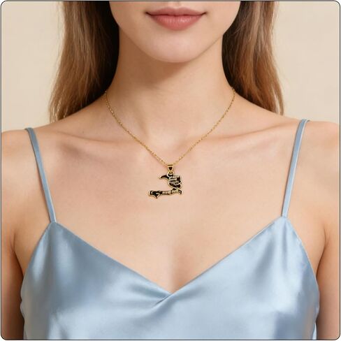 Fusamk Hip Hop Plated 18K Gold Haiti Map Tag Pendant Necklace in Kuwait