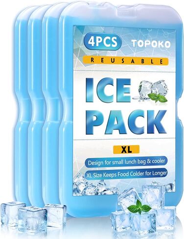 عبوات ثلج من توبوكو لحقائب الغداء، مبرد، عبوات تجميد لصندوق الغداء، حقيبة تبريد، رفيعة قابلة لإعادة الاستخدام وتدوم طويلاً، خالية من مادة BPA، تجميد سريع، مثالية للنزهة والتخييم والشاطئ والرياضات الخارجية in Kuwait