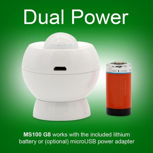 HomeSeer MS100 G8 800 Series Z-Wave Plus مستشعر حركة لاسلكي طويل المدى بالأشعة تحت الحمراء PIR | يعمل مع HomeSeer وHome Assistant وHubitat وغيرها من محاور المنزل الذكي in Kuwait