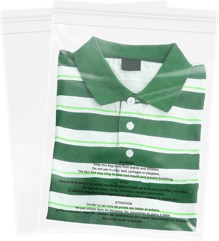 12" x 18" (500 Count) Self Seal Clear Poly Bags with Suffocation Warning for Packaging, Shipping, Clothing, Shirts & FBA - Resealable Adhesive in Kuwait