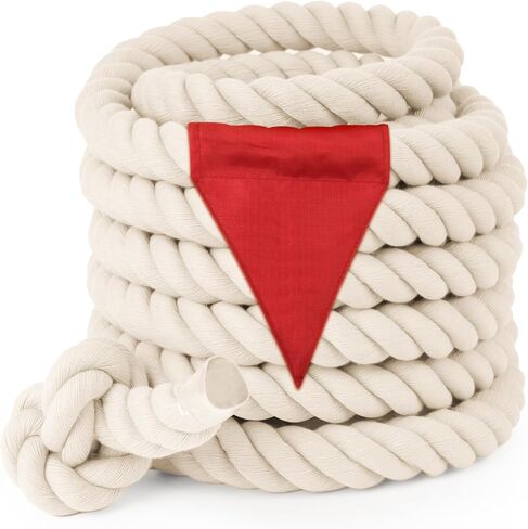 Field Day Tug of War Rope with Flag for Kids and Adults, Family Reunion Birthday Party Games, Summer Outside Lawn Games, Camping Picnic Carnival Games for Team Building Activities, Orange 20FT in Kuwait