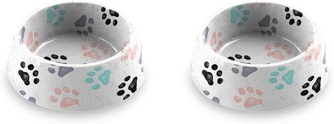 Tarhong Retro Fun Paw Print Pet Pet للطعام والماء ، الميلامين النقي ، صغير ، 1 كوب in Kuwait