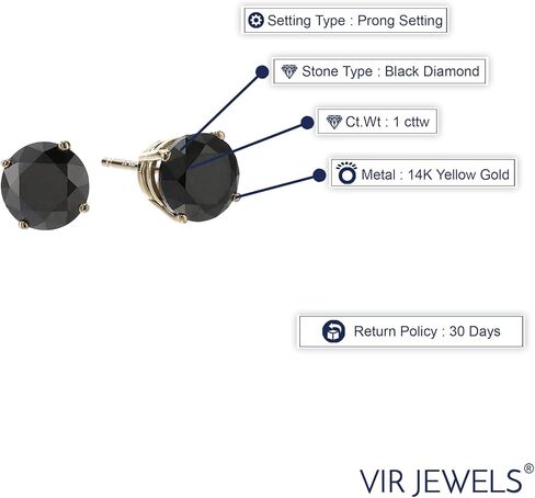 14k White Gold Black Diamond Stud Earrings (2cttw) in Saudi Arabia