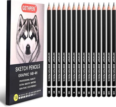 Drawing Sketching Pencil Set, 24 Piece Pro Artist Sketch Kit - Graphite Pencils (12B-4H),Charcoal Pencils for Drawing,Black and White Charcoal Pencils,Charcoal Sticks,Stumps,Eraser,Sharpeners in Saudi Arabia