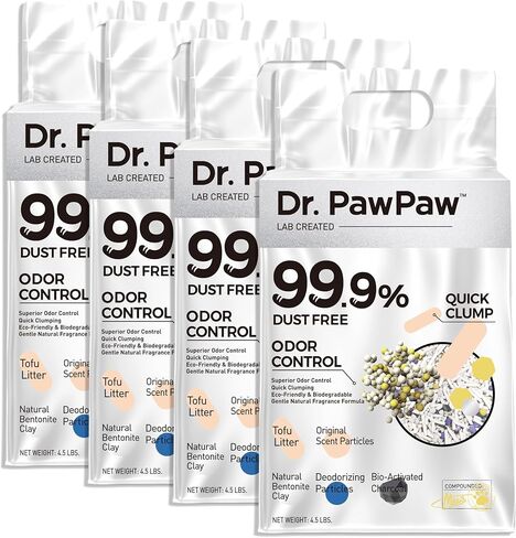 Tofu Cat Litter, Dr. PawPaw Clumping Cat Litter, Natural Tofu Scent 18 lb, Dust-Free Keep Kitty Tidy, Superior Odor Control Keep Step Fresh in Kuwait