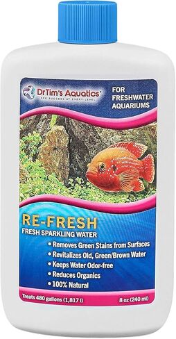 Drtim’s Aquatics Represh for Freshwater Aquariums - 100 ٪ Sanitizer Tanklizer & Revitalizer Solution من أجل المياه الطازجة والكريستالية والفوار - 8 أوقية - تعامل 480 جالون in Kuwait