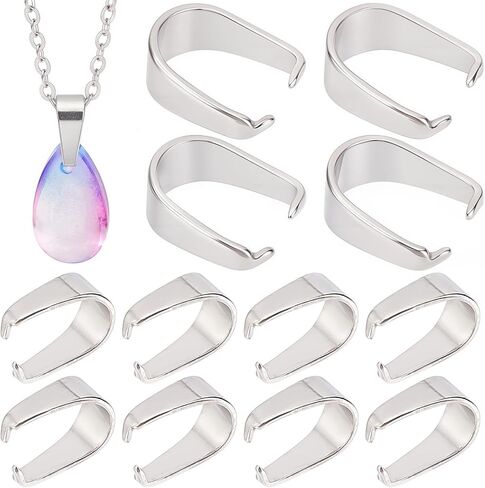 Creatcabin 240pcs الفولاذ المقاوم للصدأ الفولاذ المقاوم للصدأ على bails hook قلادة المشابك مخلب مقاطع قرصة الكفالة موصلات سحر كبيرة للرقم لنتائج المجوهر in Kuwait