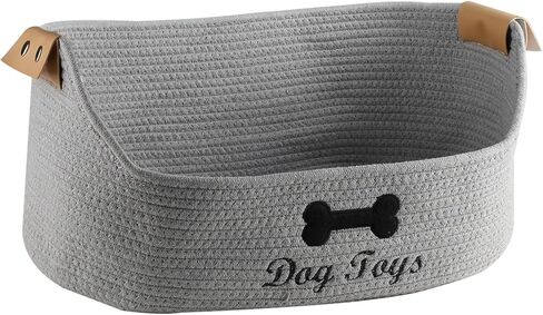 Woven Dog Toy Baskets ,Rope Basket for Dog Toys,Collapsible Dog Toy Bin with Leather Handles,Trapezoidal Puppy Toy Storage Basket,Chewproof Dog Organizer for Toys,Collar,Leash,blankets in Saudi Arabia