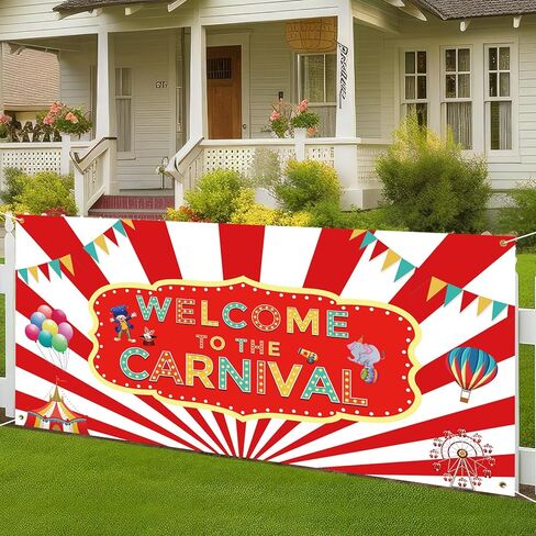 Welcome to the Carnival Banner Carnival Decorations Circus Party Supplies Background for Circus Theme Party Decorations Birthday, 71 x 35 Inch in Kuwait